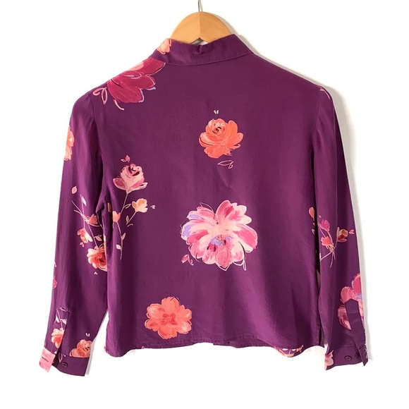 Lord & Taylor 100% Silk Floral Longsleeve top,Sz 2 - Picture 6 of 6